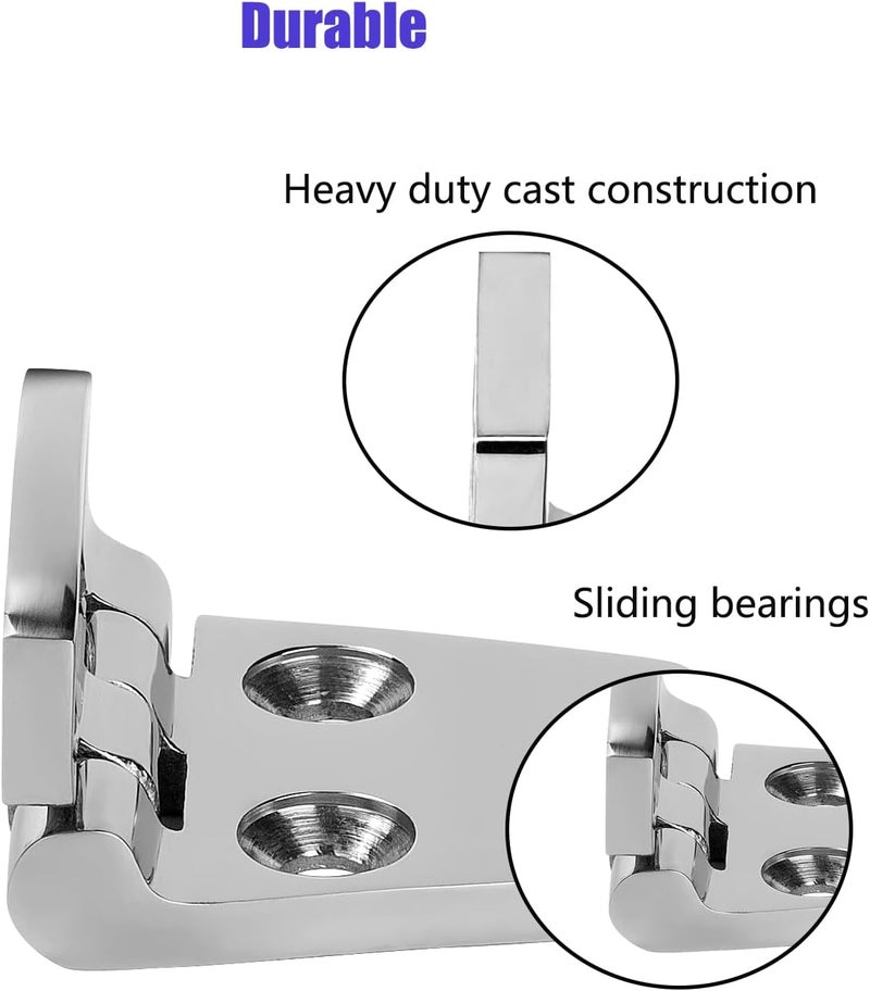 ODYSUNRAL Marine Boat Hatch Hinges Stainless Steel, 2.25 inch x 1.5 inch(57 x 38 MM) 5 Holes, No Noise, Sturdy, 316 Stainless Steel with Screws (4 PCS) - Image 4